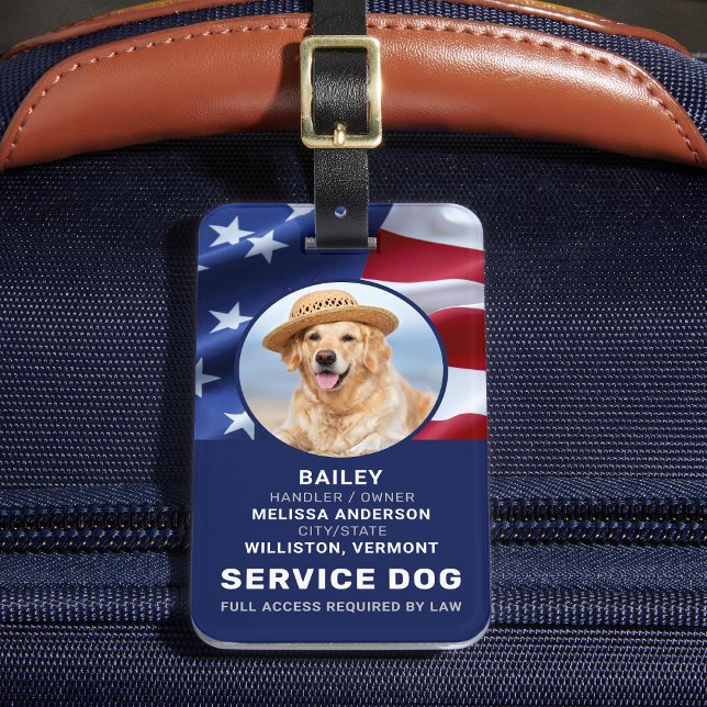 Étiquette À Bagage Patriotic Service Chien Photo ID Badge American Fl (Créateur téléchargé)
