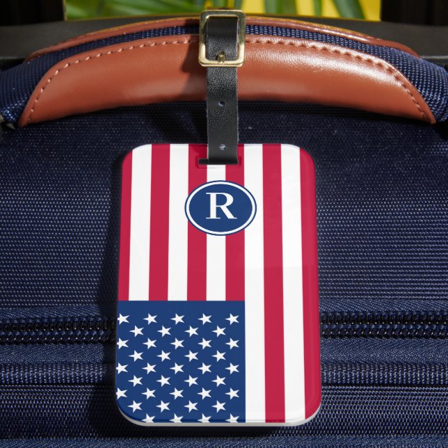 Étiquette À Bagage Patriotique Américain Rouge Bleu bleu Personnalisé (Insitu Rectoal 2)