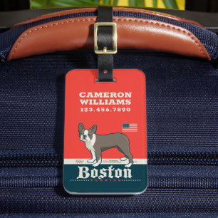 Étiquette À Bagage Patriotique   Boston Terrier