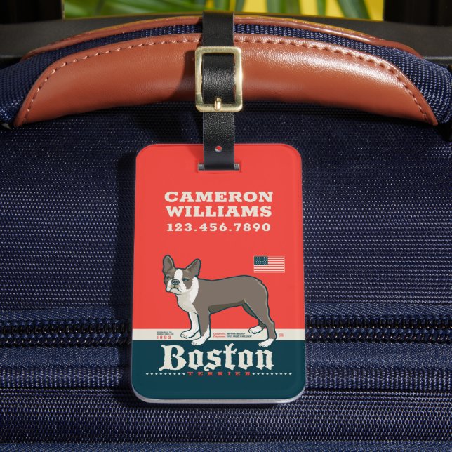 Étiquette À Bagage Patriotique | Boston Terrier (Insitu Rectoal 2)