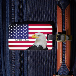 Étiquette À Bagage Patriotique USA, Aigle, American Flag