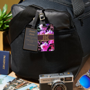 Étiquette À Bagage Patten floral vintage personnalisé monogramme pers