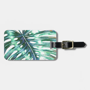 Étiquette À Bagage Paume verte de feuille de monstera tropicale