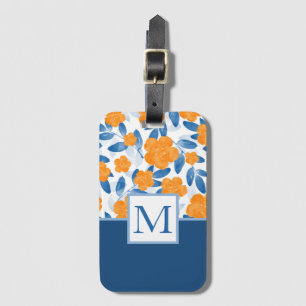 Étiquette À Bagage Pavot d'aquarelle et Motif Feuille