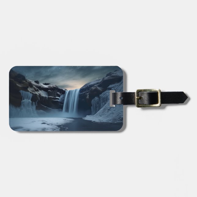 Étiquette À Bagage Paysage de la cascade en Islande (Devant horizontal)