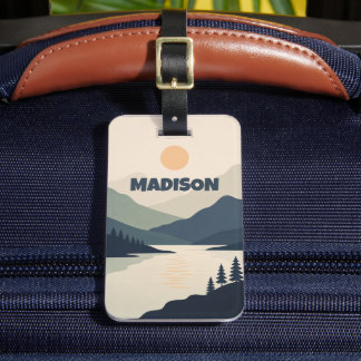Étiquette À Bagage Paysage de montagne serein personnalisé avec réfle
