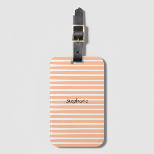 Étiquette À Bagage Peach Fuzz Monogram Nom Personnalisé Rayures 2024
