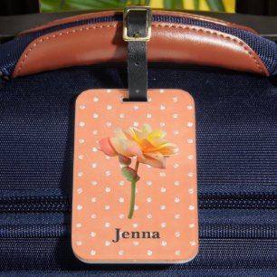 Étiquette À Bagage Peachy Joli Begonia Polka Dot