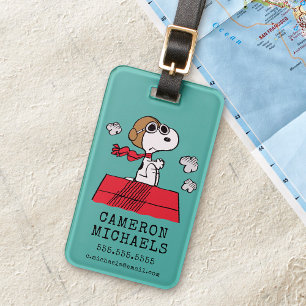 Étiquette À Bagage Peanuts   Snoopy l'as de l'aviation