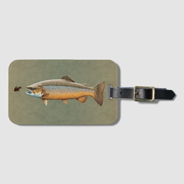 Étiquette À Bagage Pêche à la mouche truite Brown (Devant Horizontal)