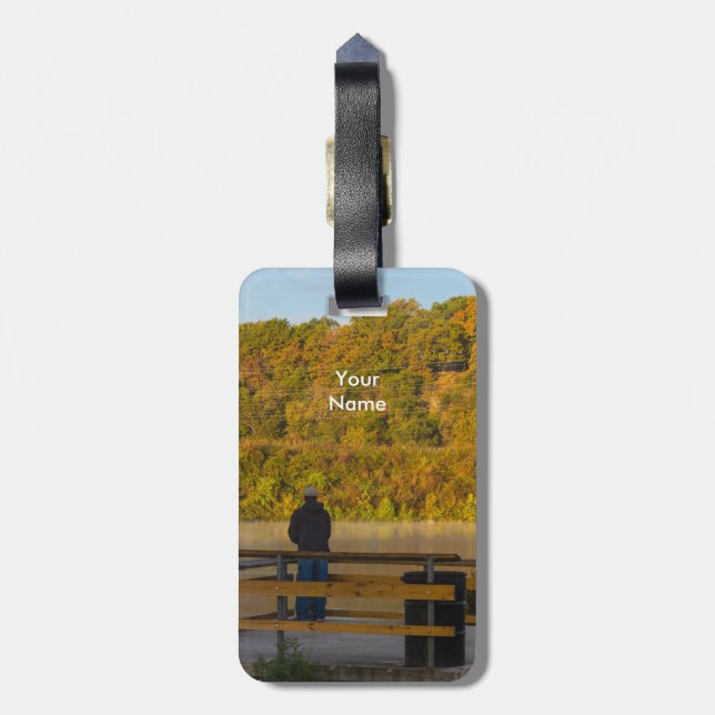Étiquette À Bagage Pêche d'automne au lac Springfield (Dos Vertical)