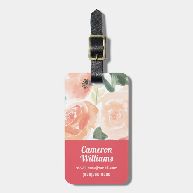 Étiquette À Bagage Pêche en pastel de floraison du plaisir | (Devant Vertical)