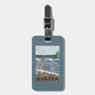 Étiquette À Bagage Pêcheur de mouche - Latouche, Alaska