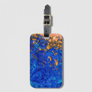 Étiquette À Bagage Peinture acrylique bleu or jaune d'Artsy Cobalt