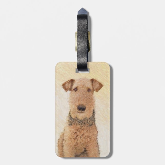 Étiquette À Bagage Peinture Airedale Terrier - Cute Original Art (Dos Vertical)