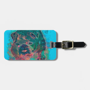 Étiquette À Bagage Peinture d'aquarelle d'éclaboussure de bouledogue