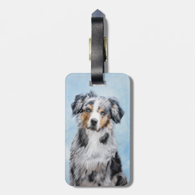 Étiquette À Bagage Peinture de berger américaine miniature - Chien Ar (Dos Vertical)