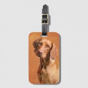 Étiquette À Bagage Peinture de Chien de Vizsla en Hongrie