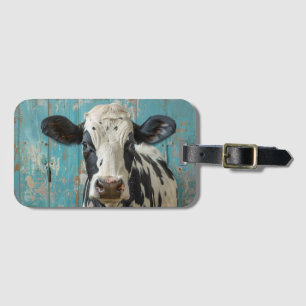 Étiquette À Bagage Peinture de la ferme de vache laitière de mignonne