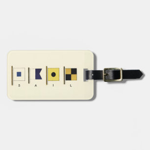 Étiquette À Bagage Peinture de quatre drapeaux avec voile écrite sous