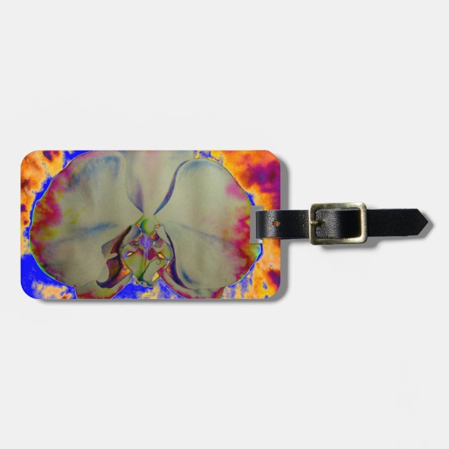 Étiquette À Bagage Peinture d'orchidée aquarelle abstraite boho éléga (Devant horizontal)