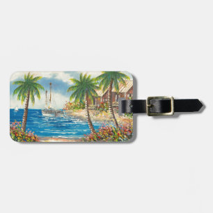 Étiquette À Bagage Peinture d'un voilier en Hawaï