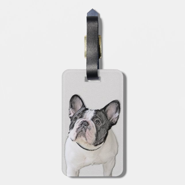 Étiquette À Bagage Peinture française de Bulldog (Pied de broche) - A (Dos Vertical)