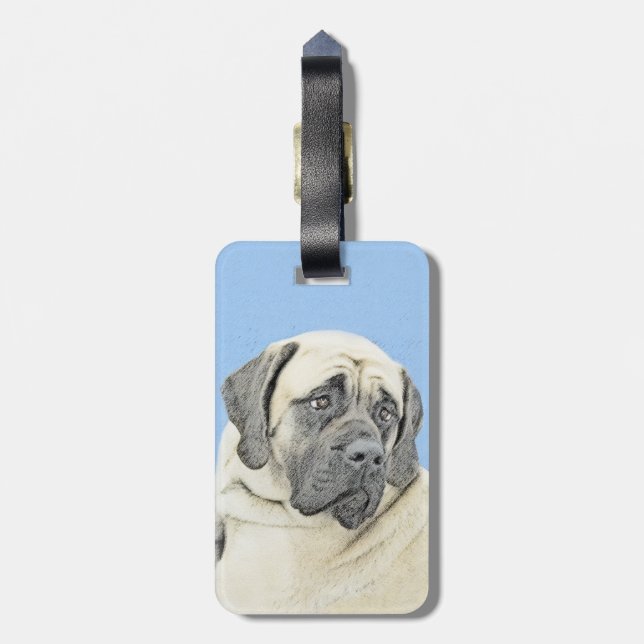 Étiquette À Bagage Peinture Mastiff (Fawn) anglaise - Art Chien origi (Dos Vertical)