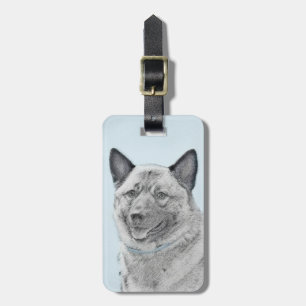 Étiquette À Bagage Peinture norvégienne Elkhound - Art original Chien