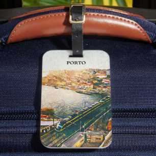 Étiquette À Bagage Peinture pétrolière étonnante Porto Portugal