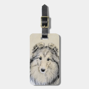 Étiquette À Bagage Peinture Shetland Sheepdog - Jolie art original ch