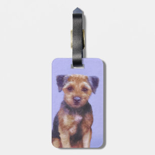 Étiquette À Bagage Peinture sur la frontière de Terrier - jolie art o