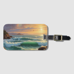 Étiquette À Bagage Peinture sur la mer du coucher du soleil