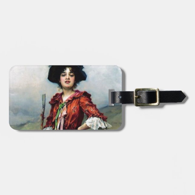 Étiquette À Bagage Peinture victorienne de dame (Devant horizontal)