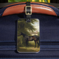 Peinture vintage Equestre Chasseur Noir Cheval