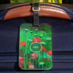 Étiquette À Bagage Pépites rouges et vertes, fleurs Modèles d'art flo