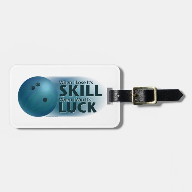 Étiquette À Bagage Perdre la compétence Gagner la chance Bowling bleu (Devant horizontal)