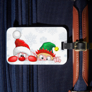 Étiquette À Bagage Père Noël et Elf Cute et drôle Caractères Pékin