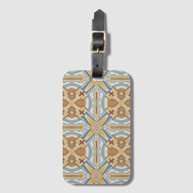 Étiquette À Bagage Père Noël Fe Motif de carreaux géométriques (Devant Vertical)