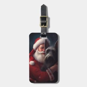 Étiquette À Bagage Père Noël Terrier Écossais Noël Festif