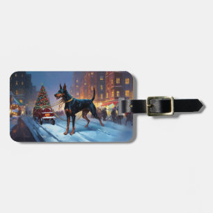 Étiquette À Bagage Période festive de Noël Doberman