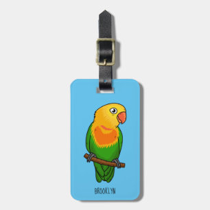 Étiquette À Bagage Perroquet de caricature mignon lovebird