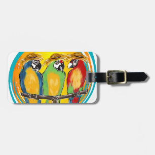 ÉTIQUETTE À BAGAGE PERROQUETS DE FÊTE