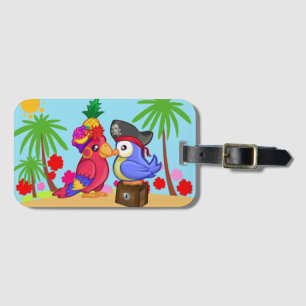 Étiquette À Bagage Perroquets Pirates Trésor Love Cartoon