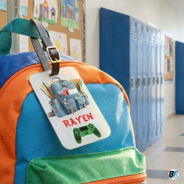 Étiquette À Bagage Personalized Kids -  Backpack & Gamer Design (Créateur téléchargé)