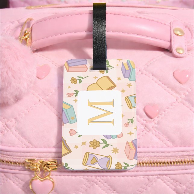 Étiquette À Bagage Personalized Letter Magic Books Girl School Pink (Créateur téléchargé)