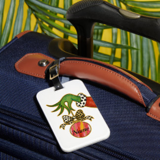 Étiquette À Bagage personalized Name Leopard Bow Parrot Ornament