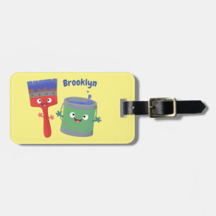 Étiquette À Bagage Personnages de peinture et de pinceau mignons