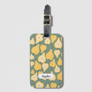 Étiquette À Bagage Personnalisable Yellow Pear Motif sans couture