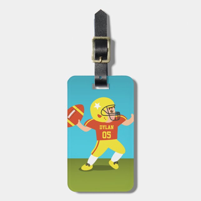 Étiquette À Bagage Personnalisation de l'Américain Football Boy Kids (Devant Vertical)